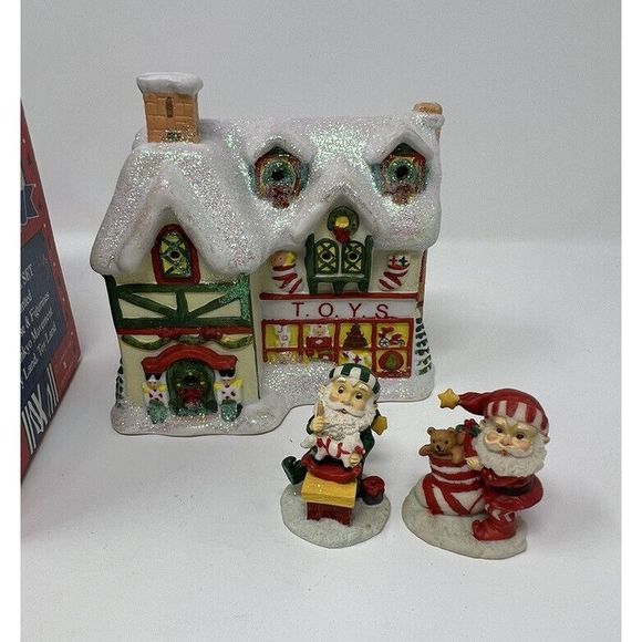 Christmas Expressions Hand Painted Ceramic Musical Village House Set Of THREE - Picture 4 of 16